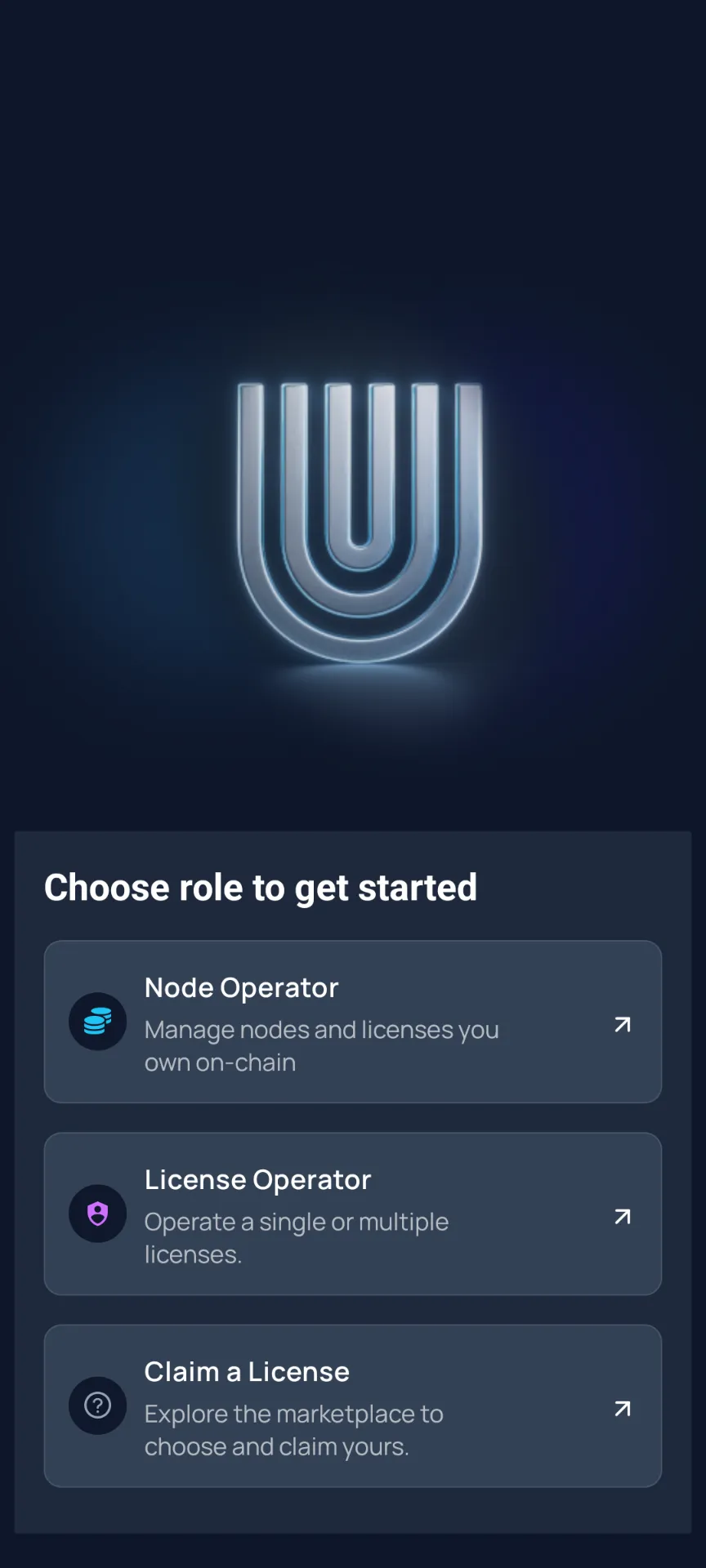 Choose Role — Select License Operator