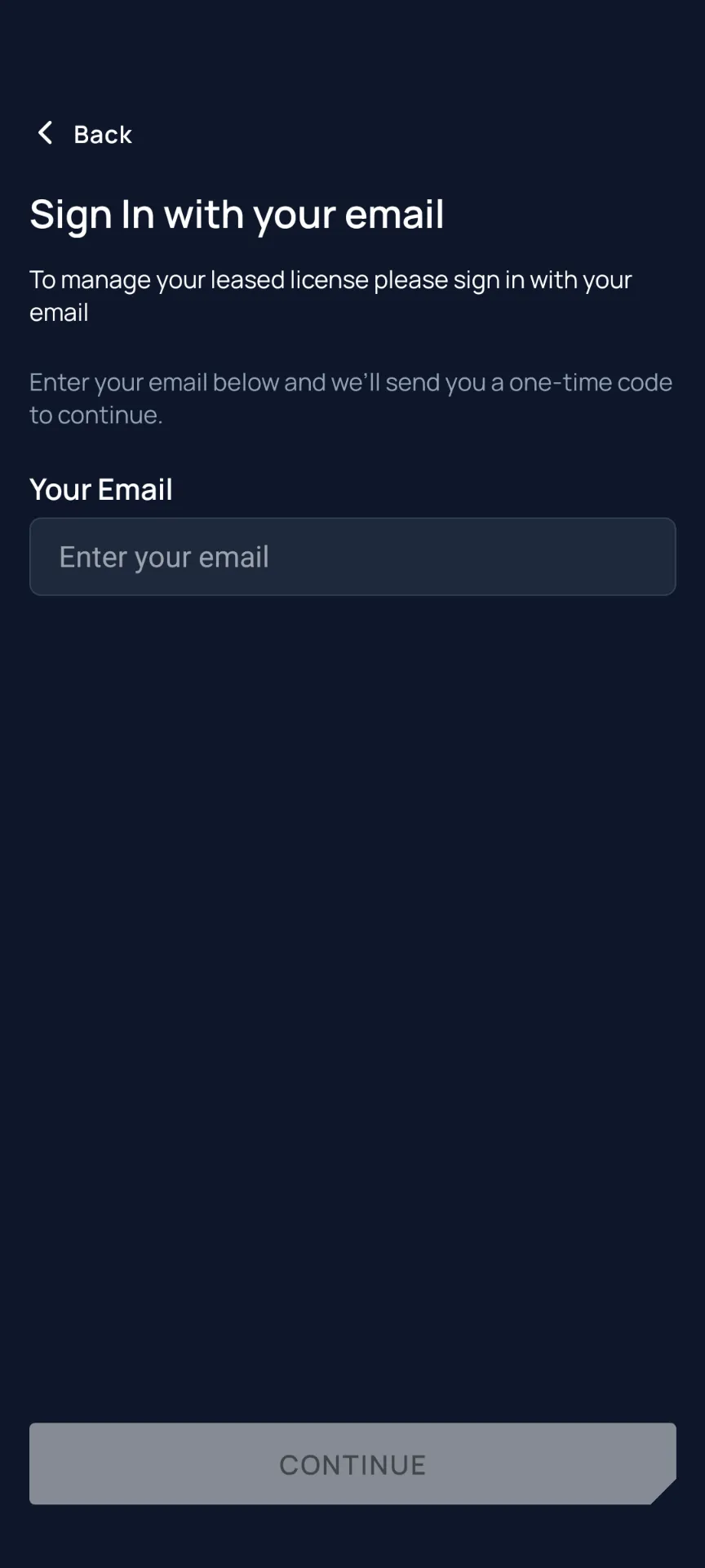 Sign In with Email — Enter your email